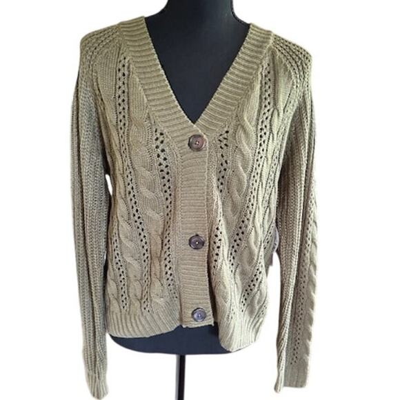 Sweet Envy NYC Super Soft Olive Green Cable Knit Cardigan – Size Medium - Picture 1 of 6